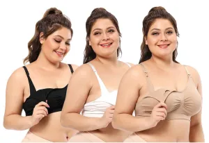 iloveSIA 3PACK Plus Size Nursing sleep Bra Soft Breast Feeding Bra