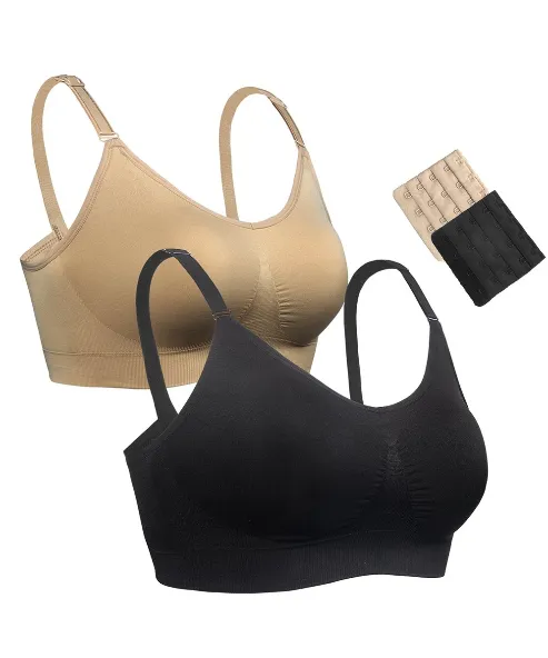 iLoveSIA Full Bust Seamless Nursing Maternity Bras Bralette S-XL with Extra Bra Extenders & Clips 2PACK