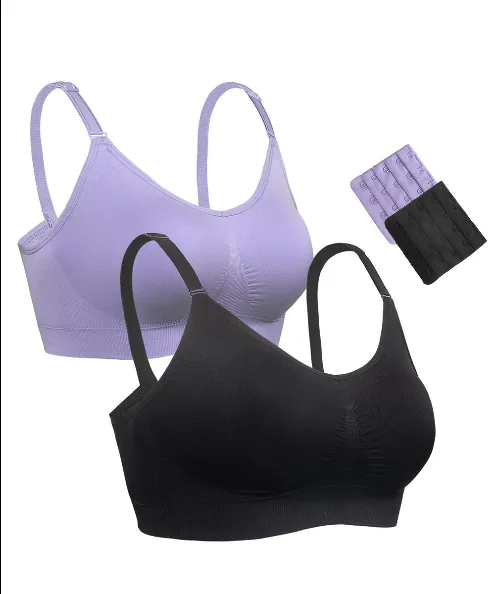 iLoveSIA Full Bust Seamless Nursing Maternity Bras Bralette S-XL with Extra Bra Extenders & Clips 2PACK