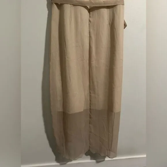 Ivy City Co Lillie dress champagne gold v-neck midi chiffon tulip short sleeve L
