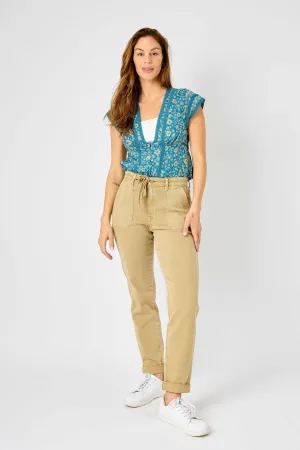 Judy Blue Airplane Mode High Waist Vintage Jogger In Khaki Pants