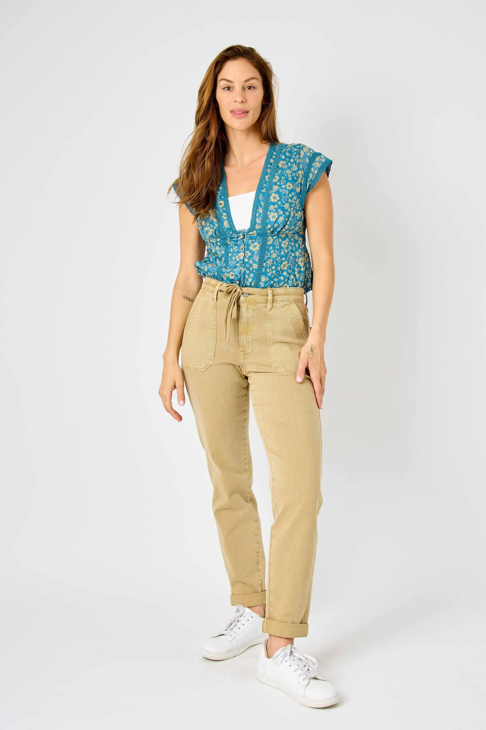 Judy Blue Airplane Mode High Waist Vintage Jogger In Khaki Pants