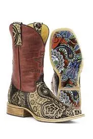Kids Tin Haul Paisley Rocks Boots With Paisley Sole Handcrafted