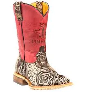 Kids Tin Haul Paisley Rocks Boots With Paisley Sole Handcrafted