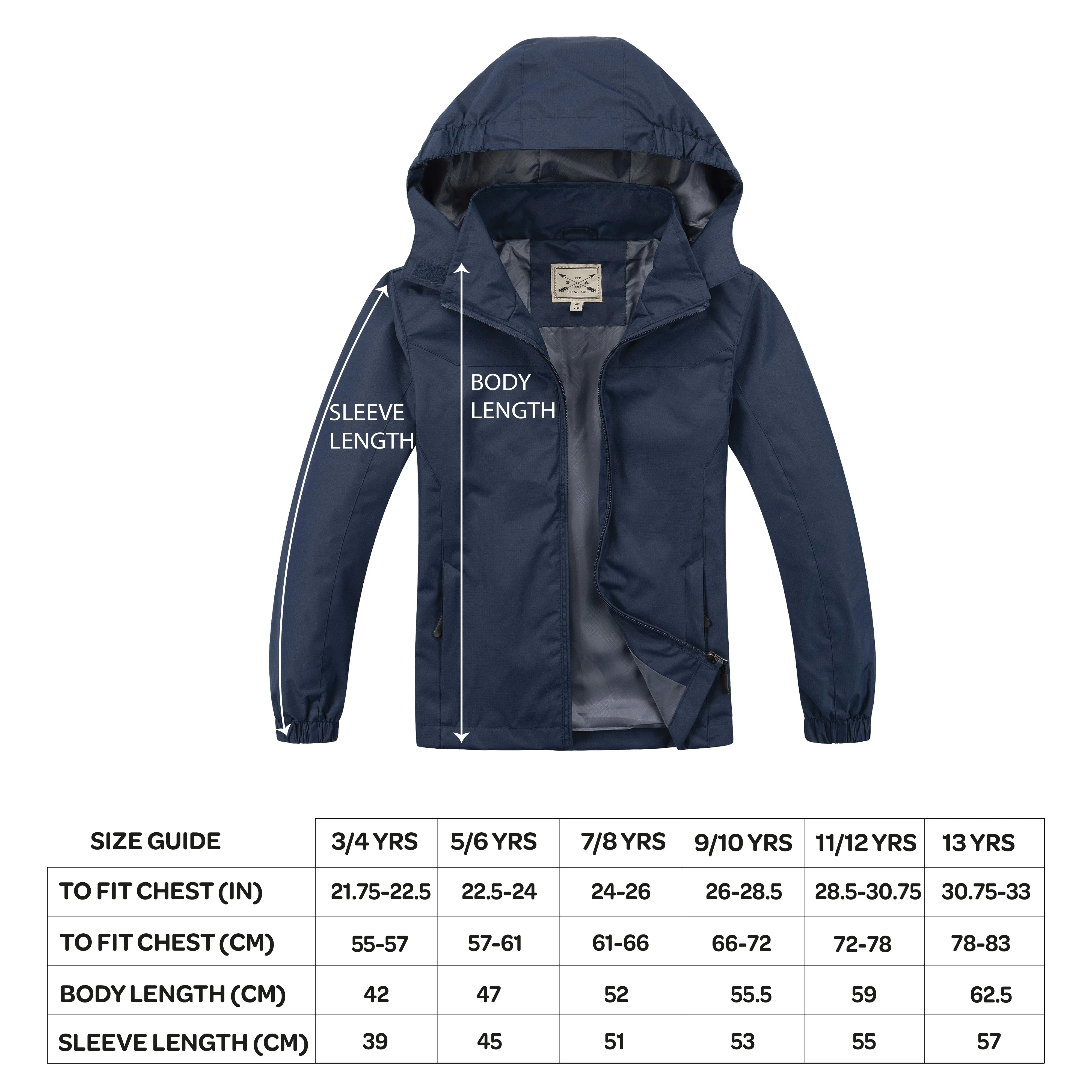 Kids Waterproof Rain Jacket - Navy