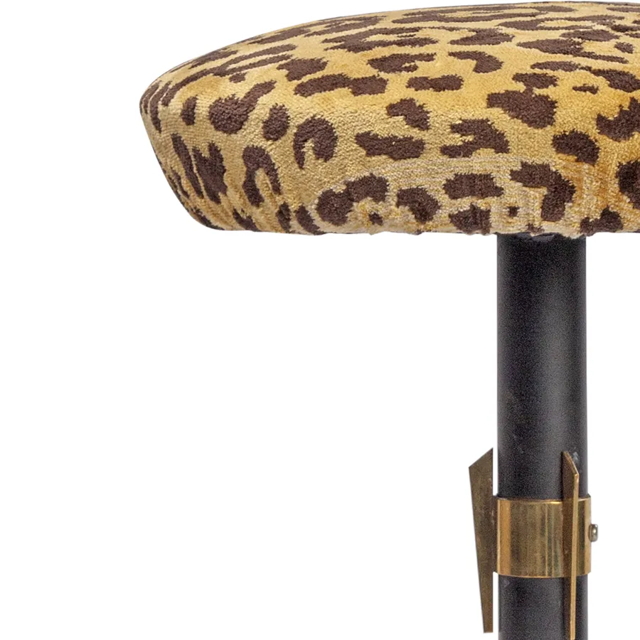 Leopard Mid-Century Brass Bar Stool - set of 2