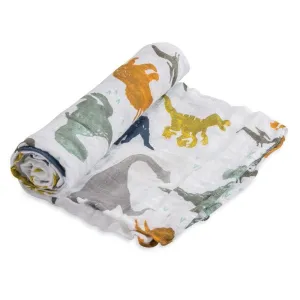 Little Unicorn Cotton Muslin Single Swaddle (Dino Friends)