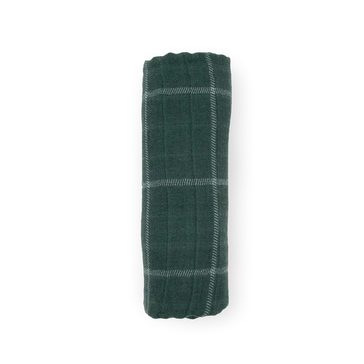 Little Unicorn Cotton Muslin Single Swaddle (Evergreen Plaid)