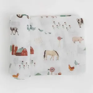 Little Unicorn Cotton Muslin Single Swaddle (Farmyard)