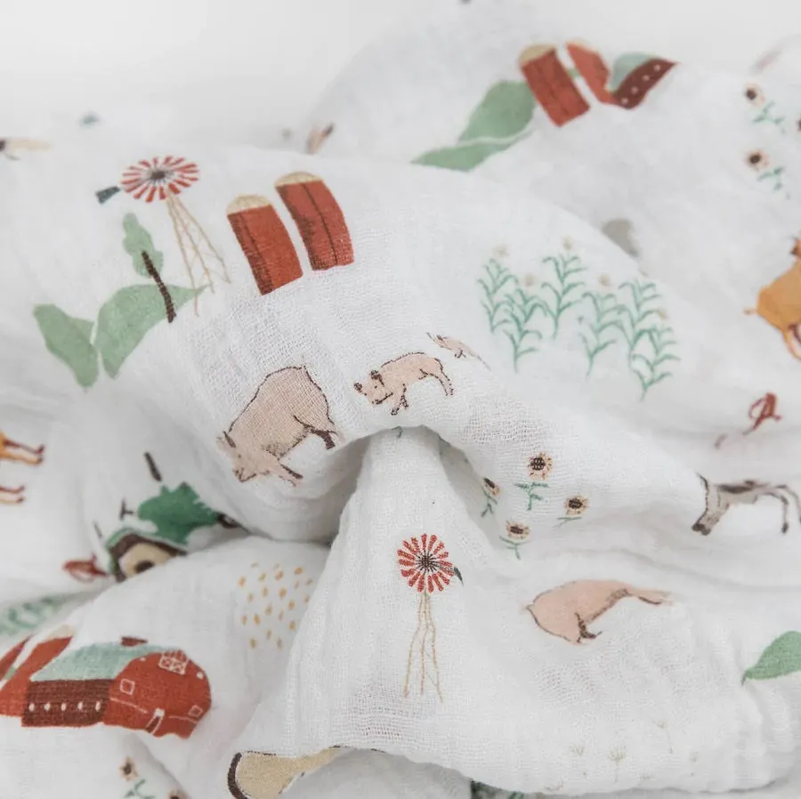Little Unicorn Cotton Muslin Single Swaddle (Farmyard)