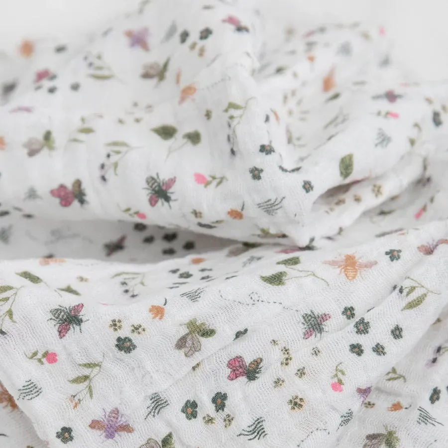 Little Unicorn Cotton Muslin Single Swaddle (Garden Bees)