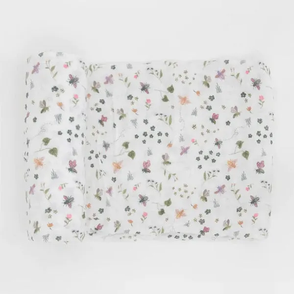 Little Unicorn Cotton Muslin Single Swaddle (Garden Bees)