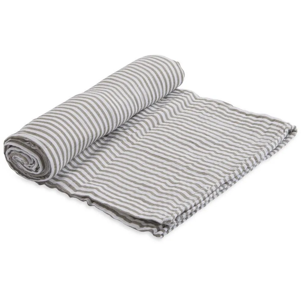 Little Unicorn Cotton Muslin Single Swaddle (Grey Stripe)