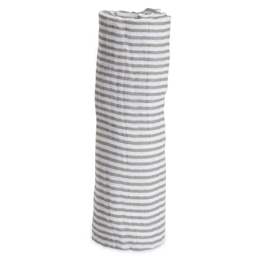 Little Unicorn Cotton Muslin Single Swaddle (Grey Stripe)