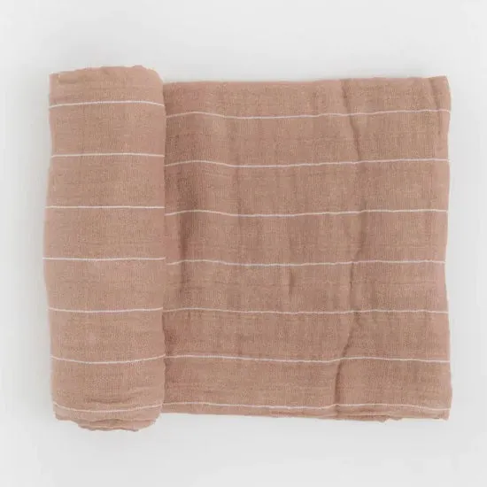 Little Unicorn Cotton Muslin Single Swaddle (Mauve Stripe)