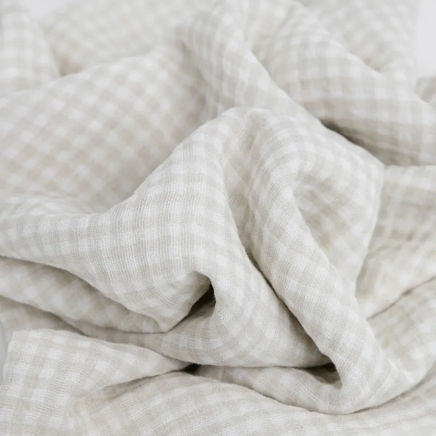 Little Unicorn Cotton Muslin Single Swaddle (Tan Gingham)