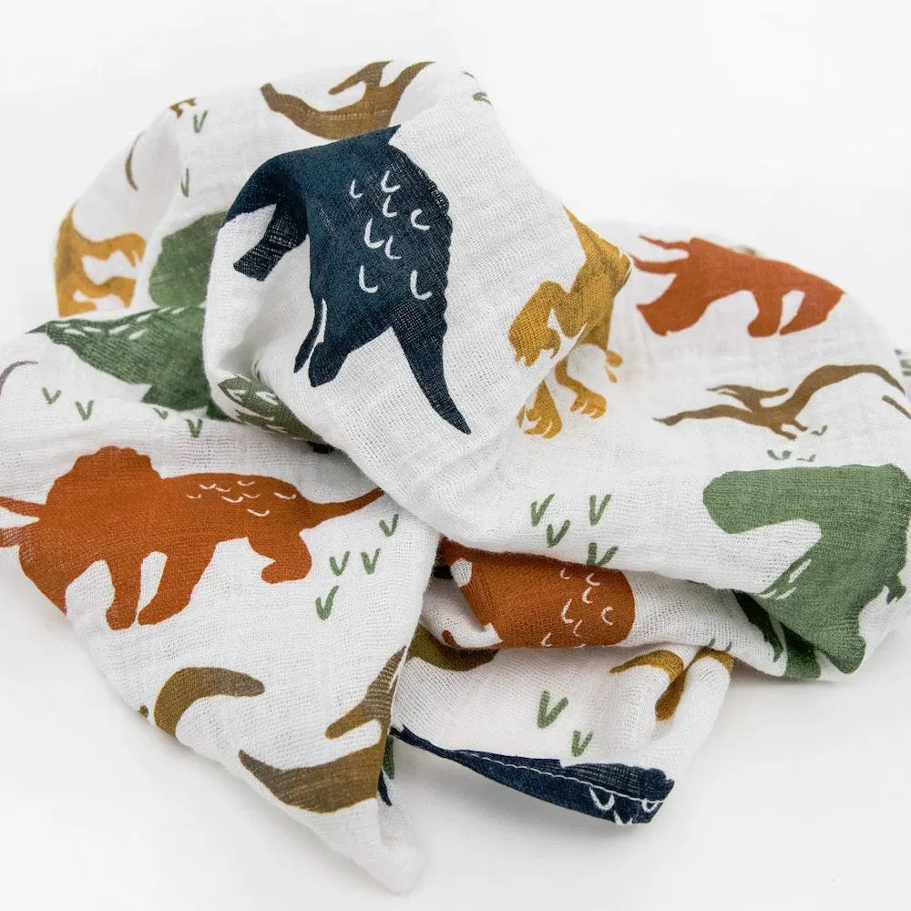 Little Unicorn Cotton Muslin Squares 4-Pack (Dino Friends)