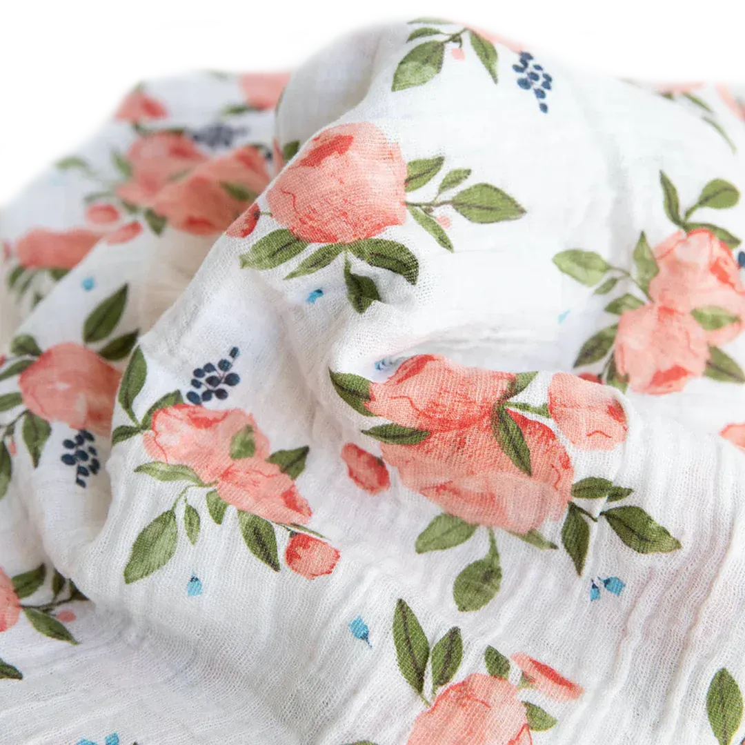 Little Unicorn Watercolor Roses Cotton Muslin Swaddle