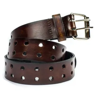 M235C  1 1/2" Double Hole Belt- Brown