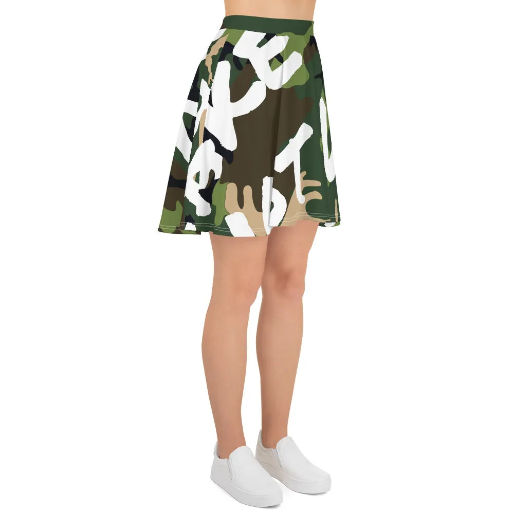 MAKE LOVE NOT WAR Camou Skater Skirt