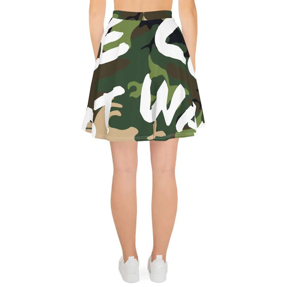 MAKE LOVE NOT WAR Camou Skater Skirt