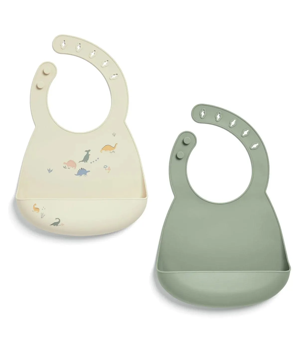 Mamas & Papas Silicone Bibs (2 Pack) - Dino Teal