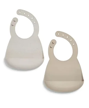Mamas & Papas Silicone Bibs (2 Pack) – Neutral Speckle