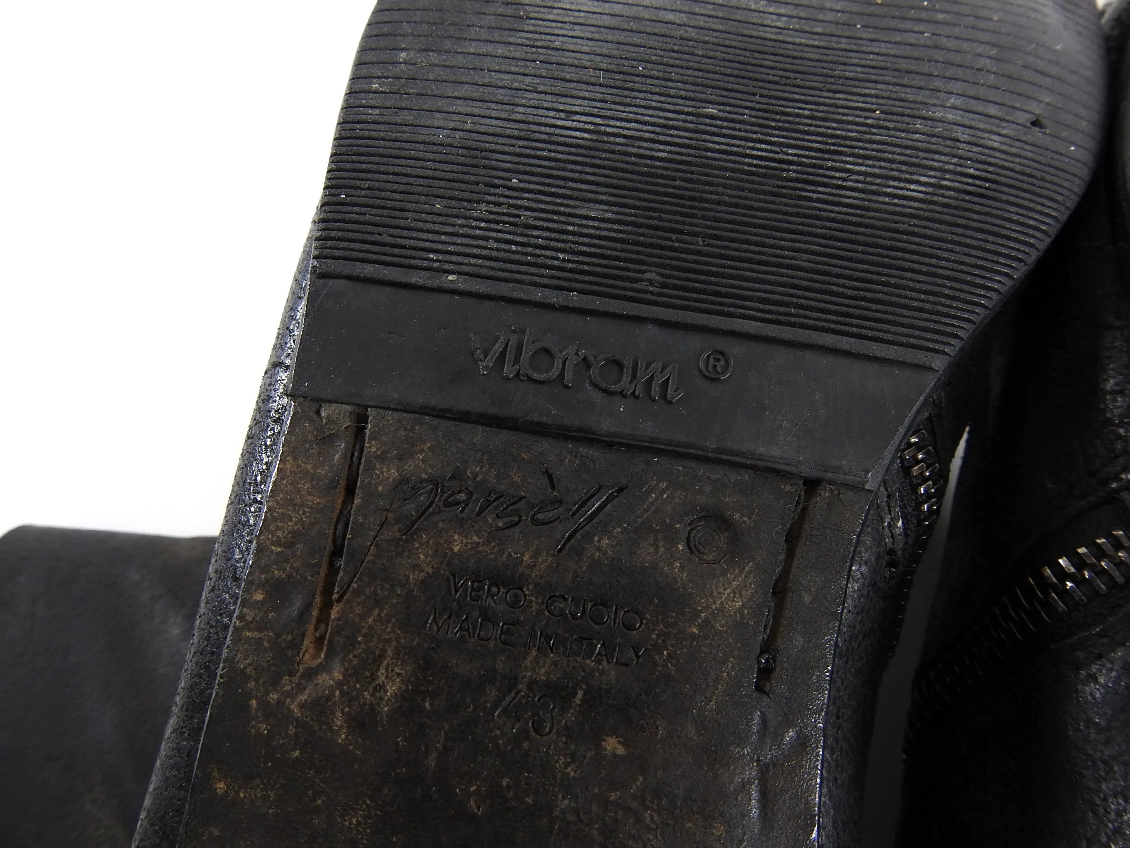 Marsell Black Waxed Suede Side Zip Distressed Boot - 10.5