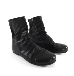 Marsell Black Waxed Suede Side Zip Distressed Boot - 10.5
