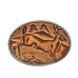 MB-117  Embossed Leather Buckle - Deer