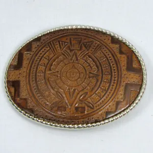 MB-149  Embossed Leather Buckle- Aztec Calendar