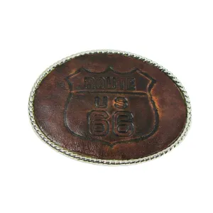 MB-A66 - Embossed Leather Buckle-RT 66 Brown