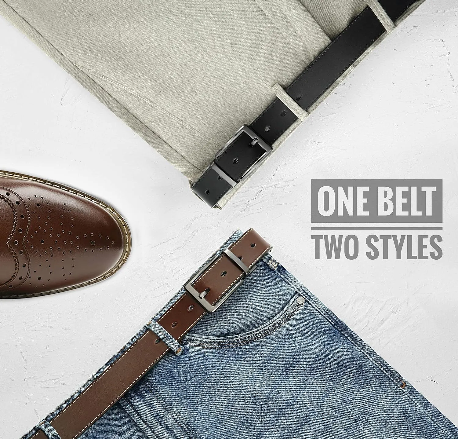 Mens double-sided belt for Dress and Casual