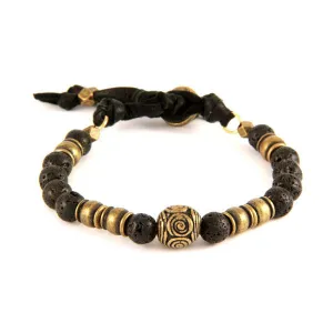 Mens Double Silver Faceted Bead Mens Bracelet on Blue Waxed Linen