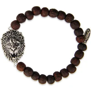 Mens Double Silver Faceted Bead Mens Bracelet on Brown Waxed Linen
