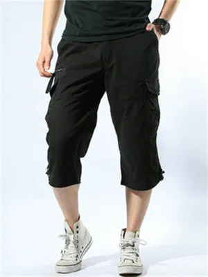 Men's Large Size Outdoor Camouflage Thin Cropped Pants