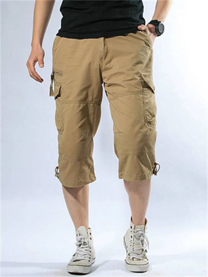 Men's Large Size Outdoor Camouflage Thin Cropped Pants