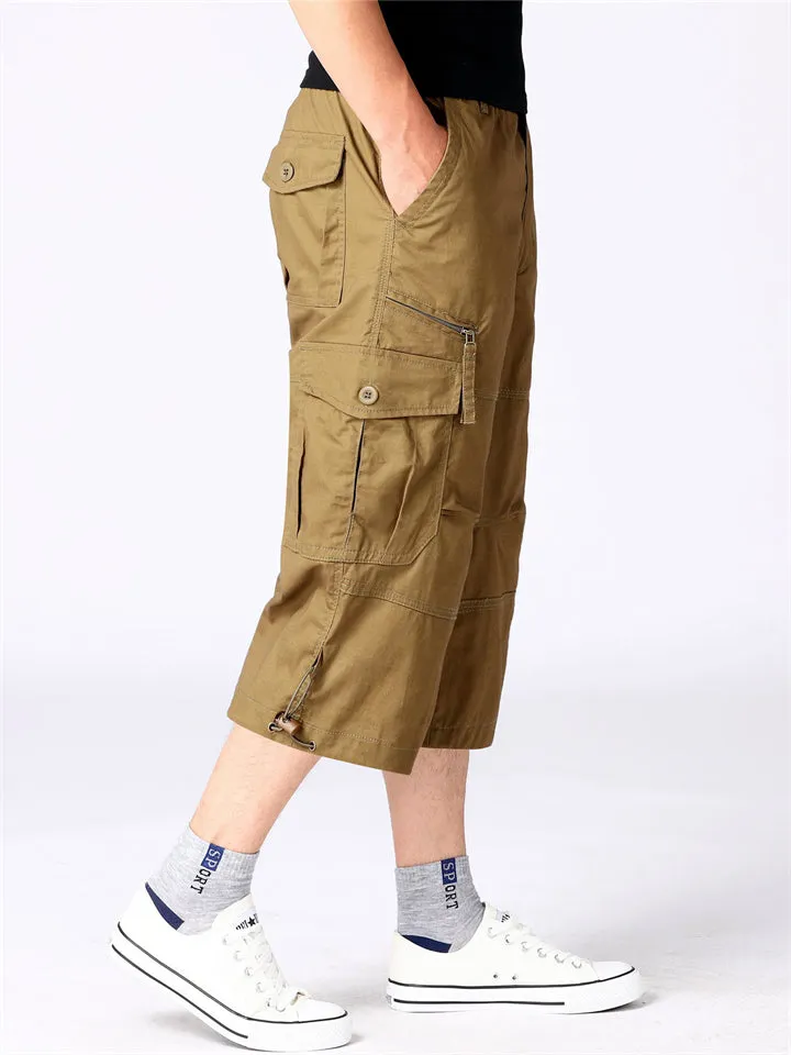 Men's Large Size Outdoor Camouflage Thin Cropped Pants