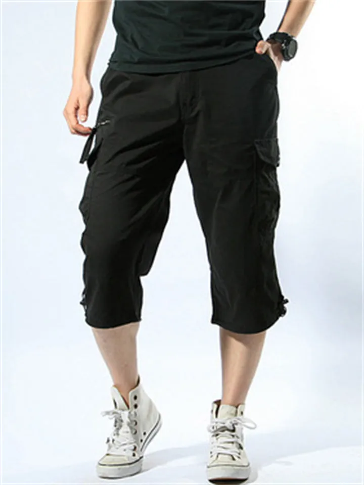 Men's Large Size Outdoor Camouflage Thin Cropped Pants