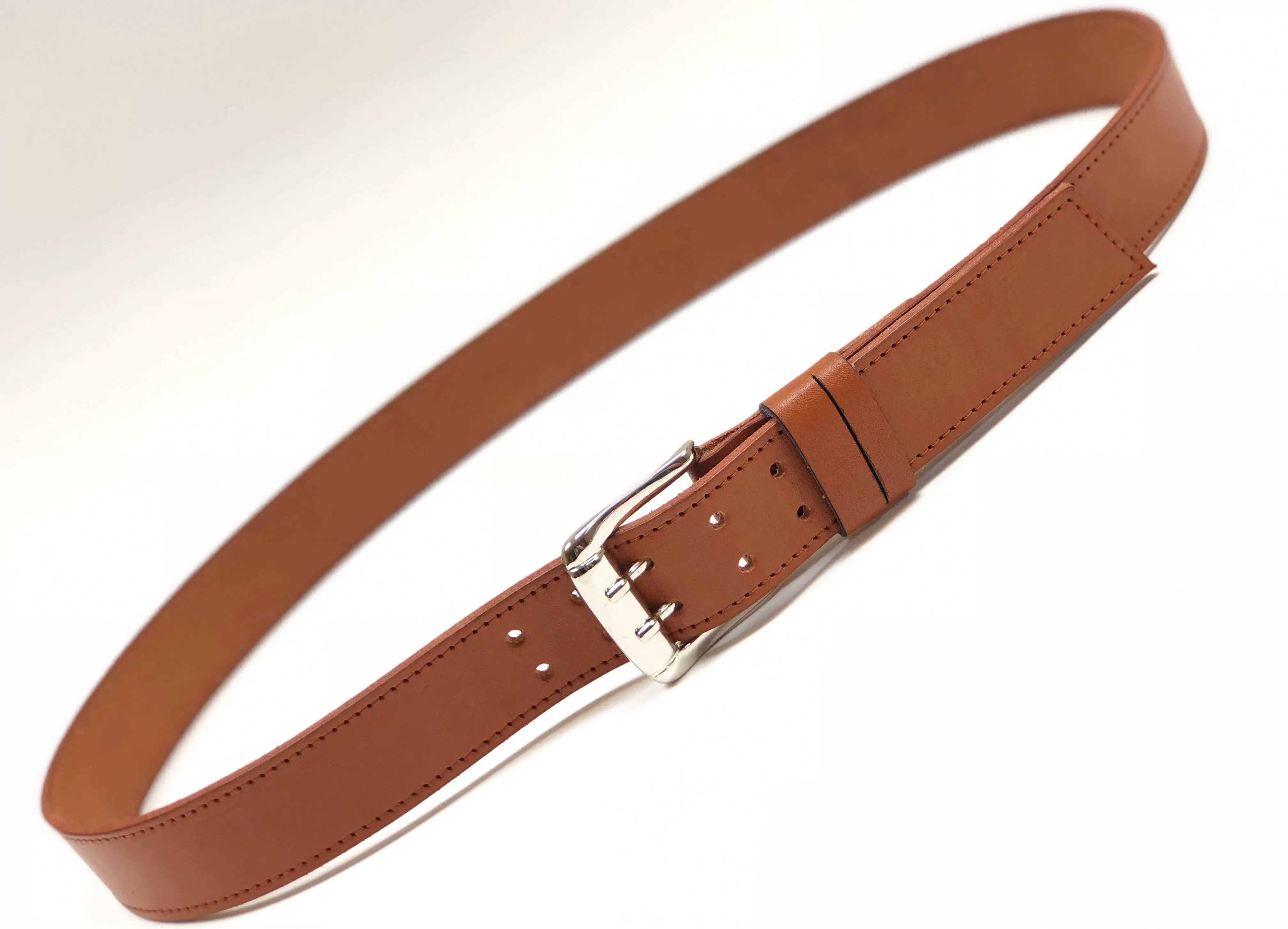 Men’s light tan leather belt with tan stitching SKU#42C1