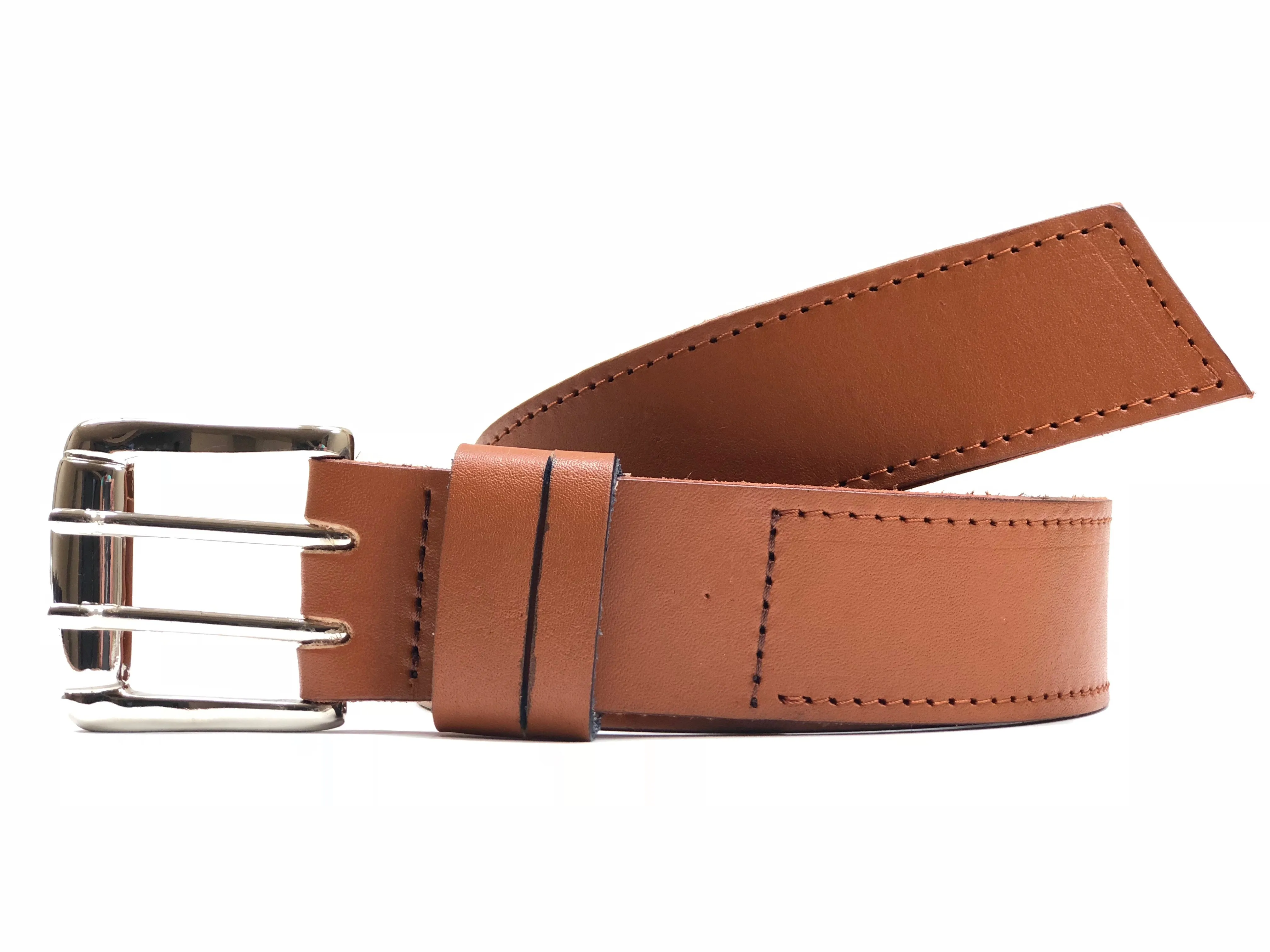 Men’s light tan leather belt with tan stitching SKU#42C1