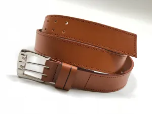 Men’s light tan leather belt with tan stitching SKU#42C1