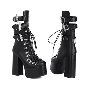 Metal Belt Buckle Boots Women