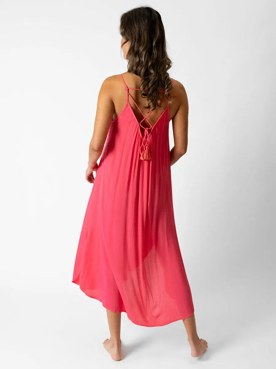 Miami Midi Side Slit Dress in Guava