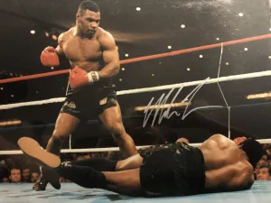 Mike Tyson Autographed signed 16x20 Action photo COA