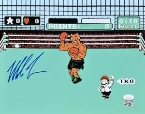 Mike Tyson Signed 11x14 Boxing Punch Out Photo JSA ITP