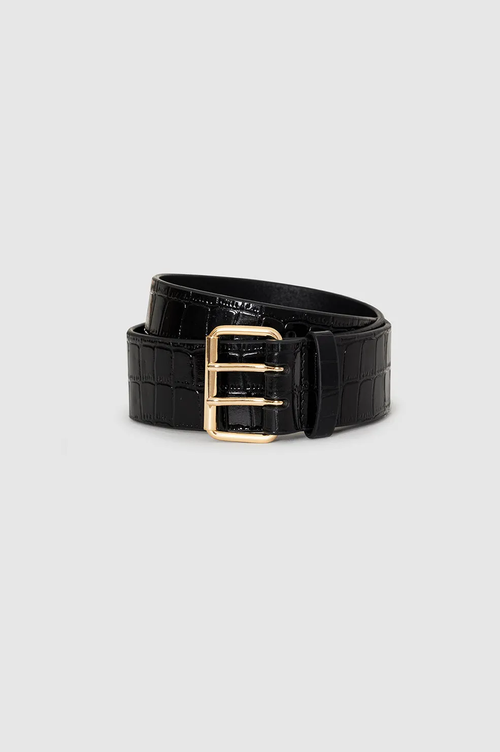 Mila Belt - Embossed Black