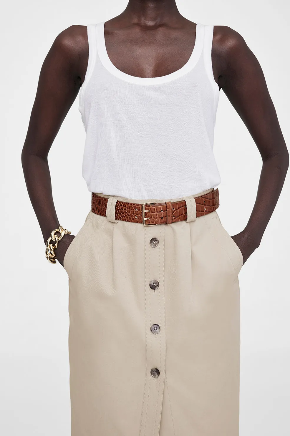 Mila Belt - Embossed Brown