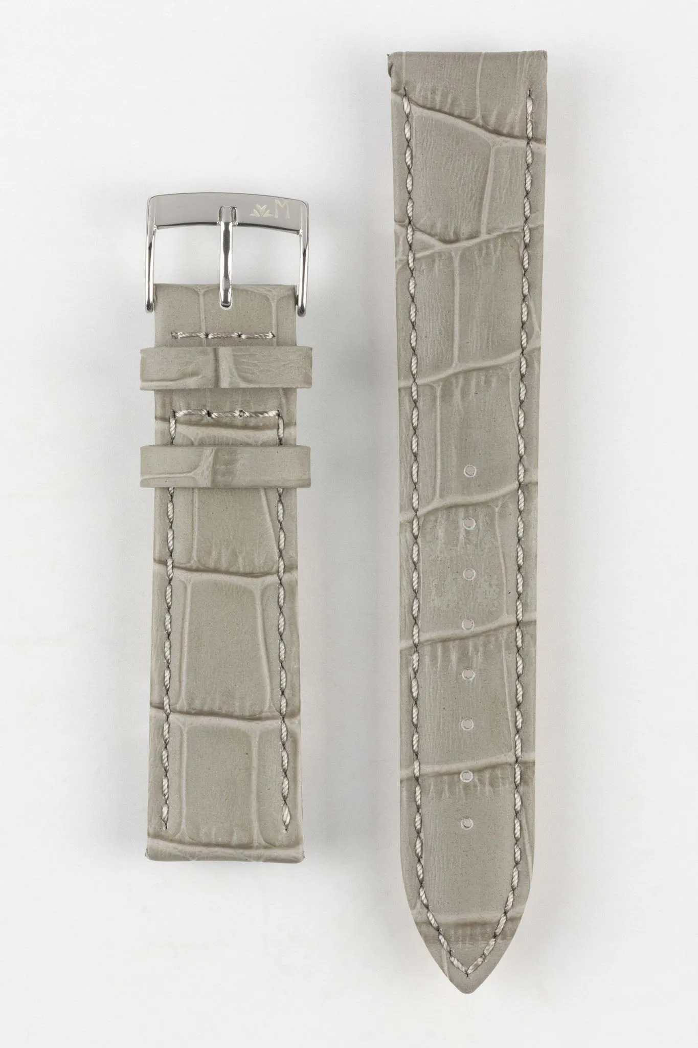 Morellato BOLLE Alligator-Embossed Calfskin Leather Watch Strap in LIGHT GREY