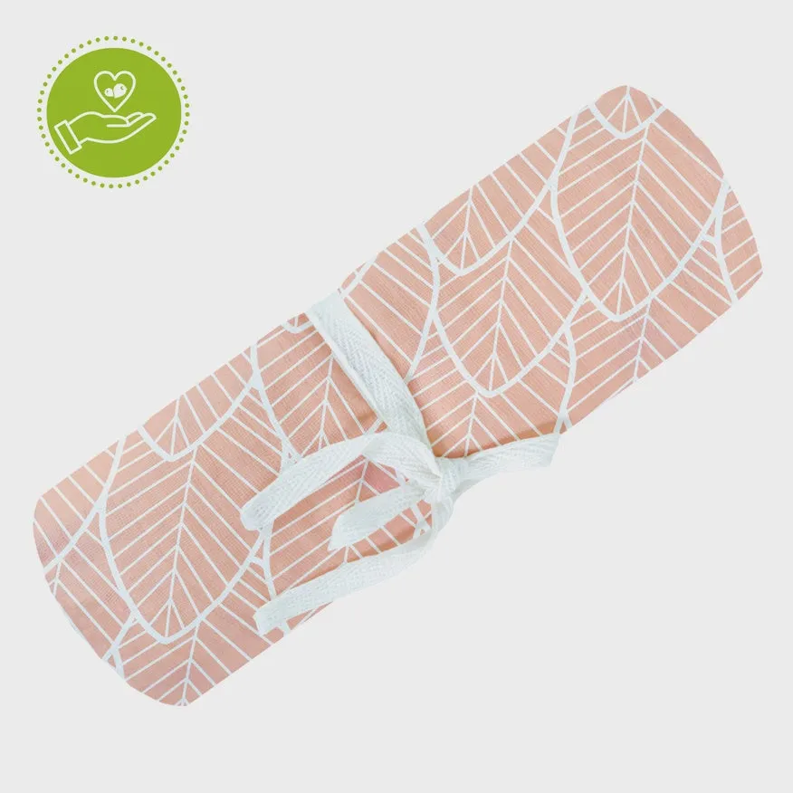 Muslin Swaddle - Pink Leaves